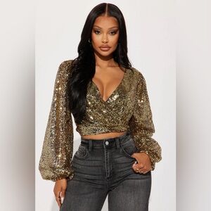 Fashion Nova Gold Sequin top